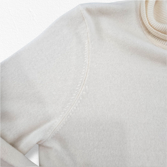 Y2K Charter Club Ivory White 100% Cashmere Turtleneck Knit Sweater Size Large - Picture 8 of 13